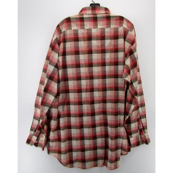 VINTAGE Campus Shirt XXL Tall Red Western Button Up Plaid Flap Pockets - Picture 7 of 11